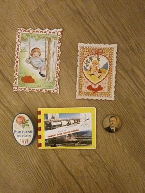 Vintage Valentine Cards,mini Picture Book Of Kennedy Space Center, and Pins